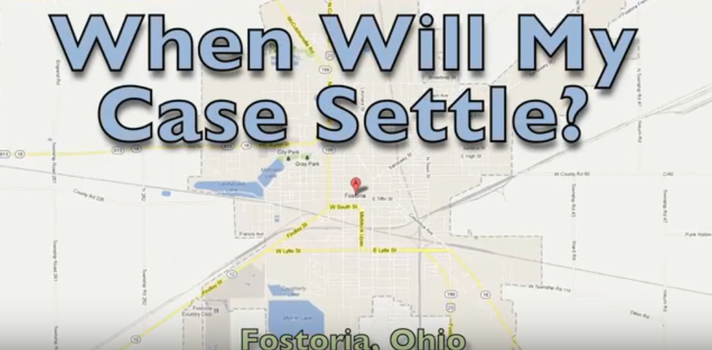 map with a sign in front that says "When will my case settle?"
